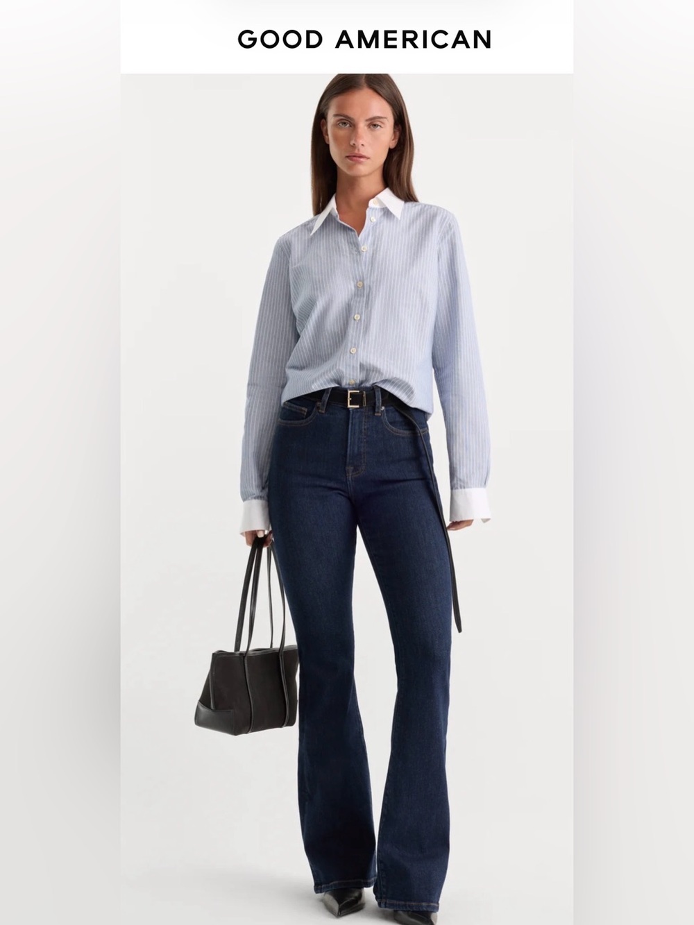 Good American Dark Blue flare Leg Jeans